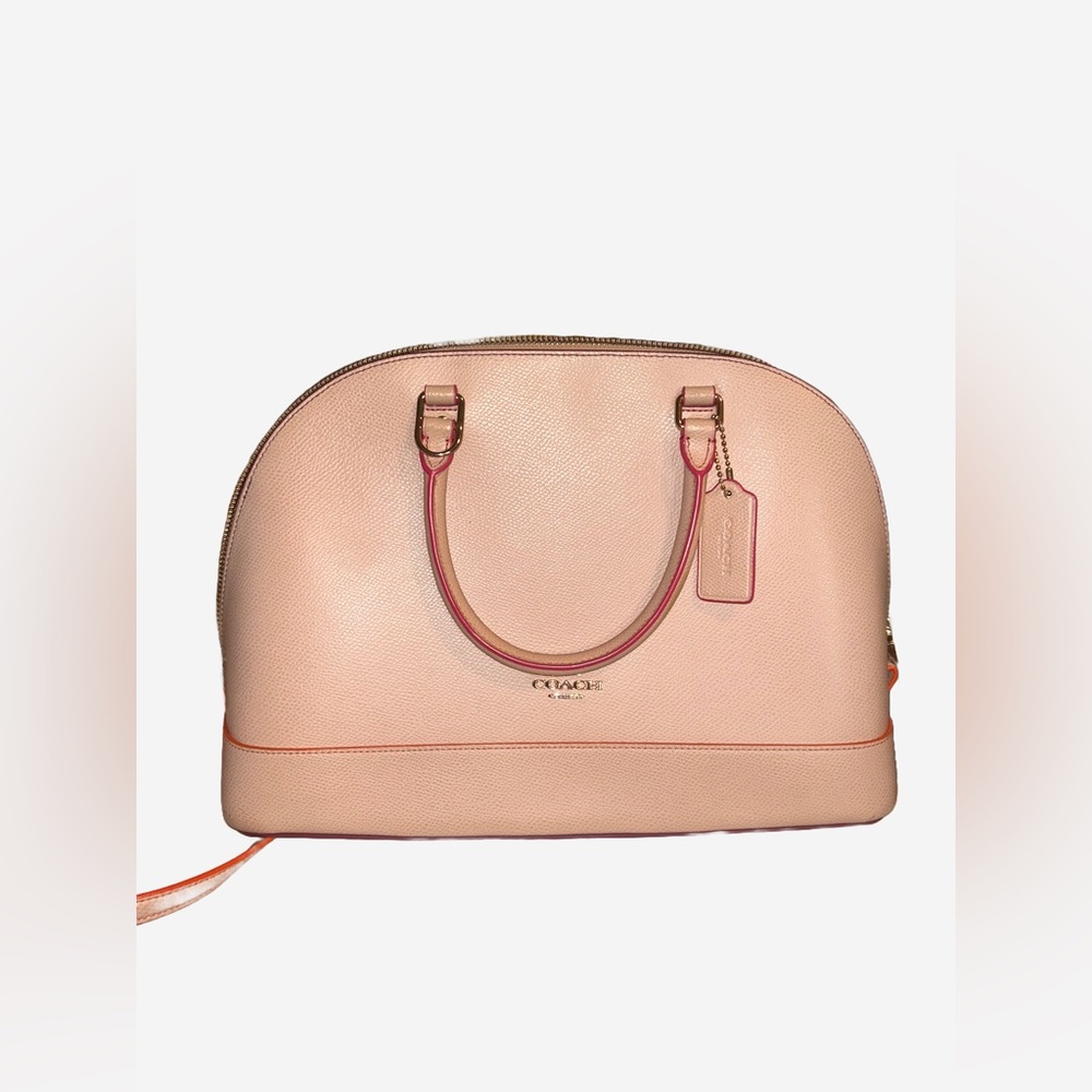 Coach Sierra Satchel in Nude with Fuscia and Orange Lining with Crossbody Strap